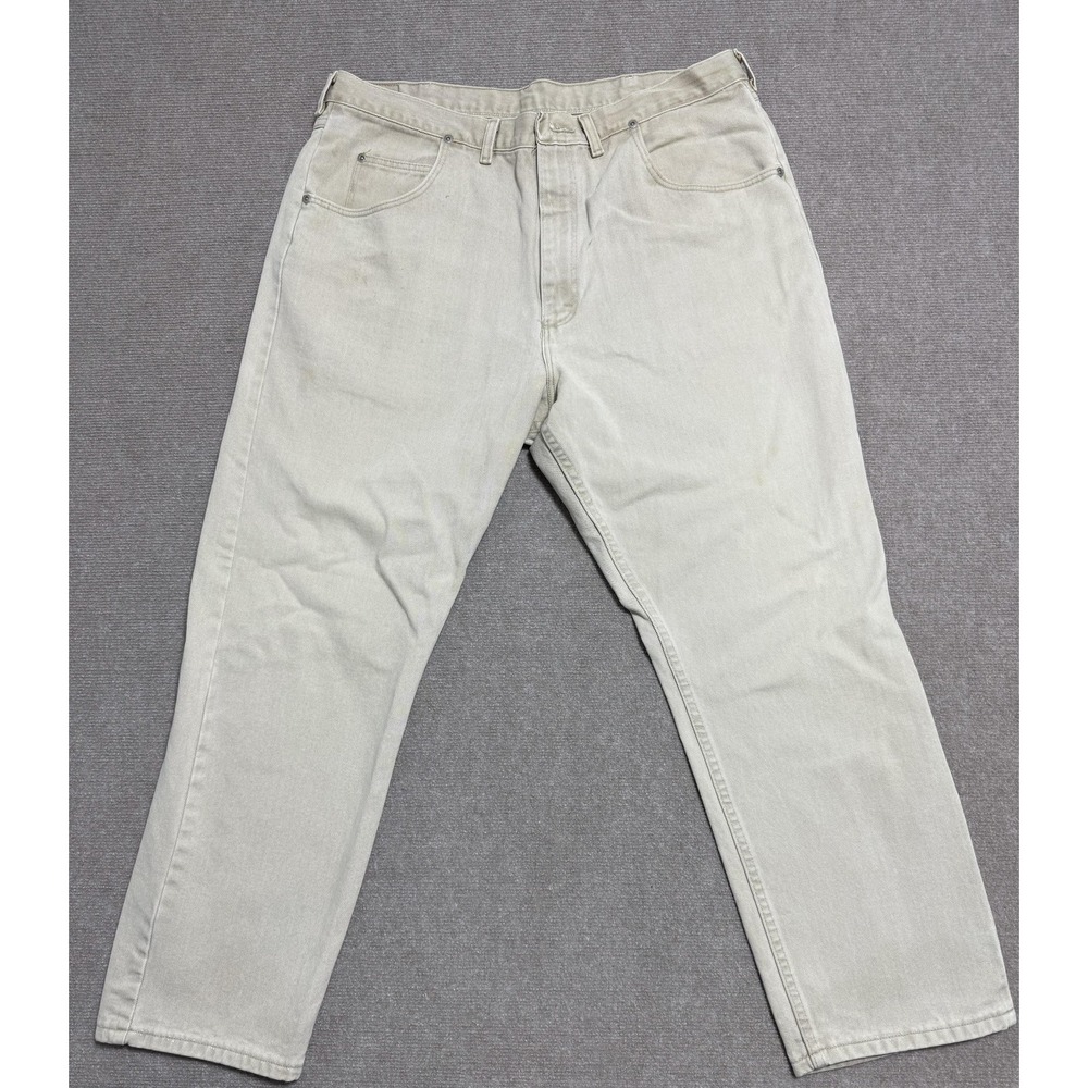 Wrangler Silver Edition Jeans Mens 40x29 Beige Straight‎ Leg Premium Quality USA